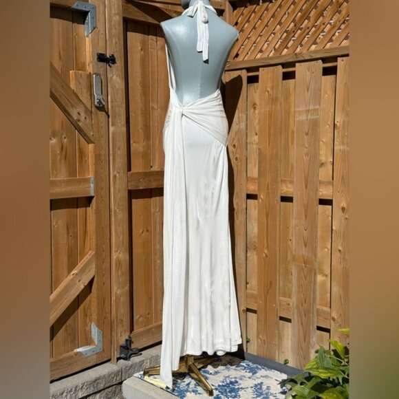 🆕 RAT & BOA 🧿 NWOT Winona White Slinky Cowl Neck Jersey Gown, Sz S - Picture 8 of 16